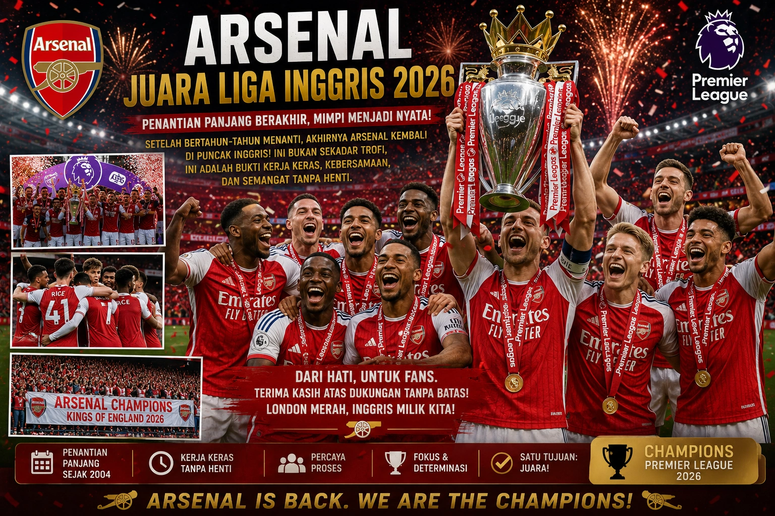 Arsenal Juara Liga Inggris 2026, Akhir Penantian Panjang 22 Tahun