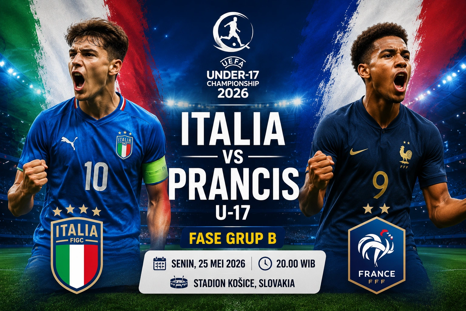 Italia U-17 vs Perancis U-17; Prediksi, Lineup, dan Analisa Pertandingan
