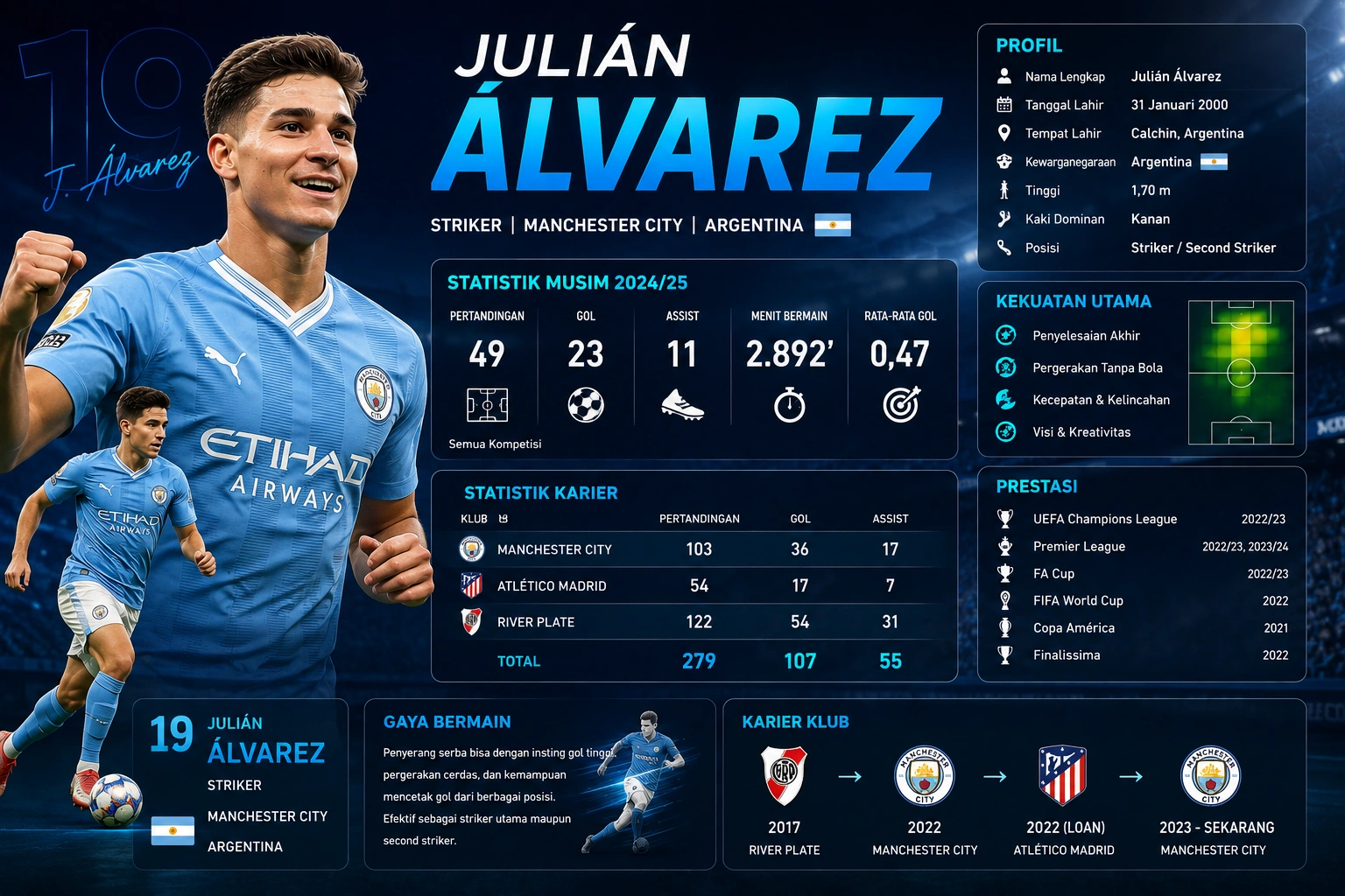 Statistik Julián Alvarez 2026
