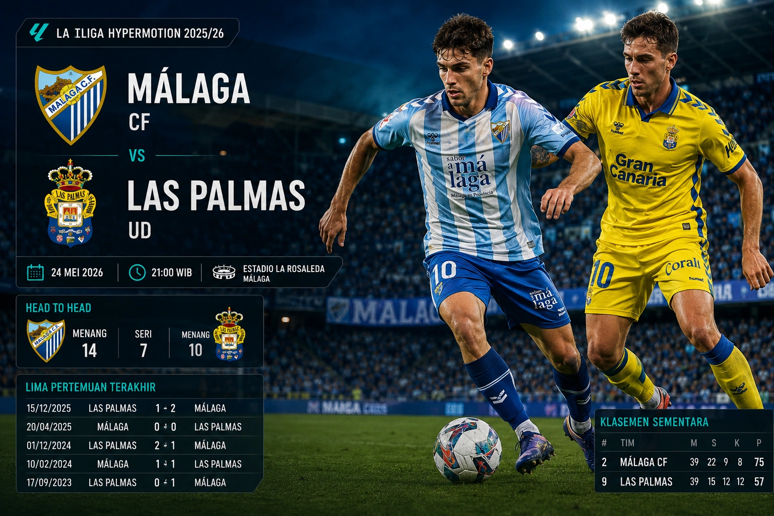 Hasil Malaga vs Las Palmas 2026