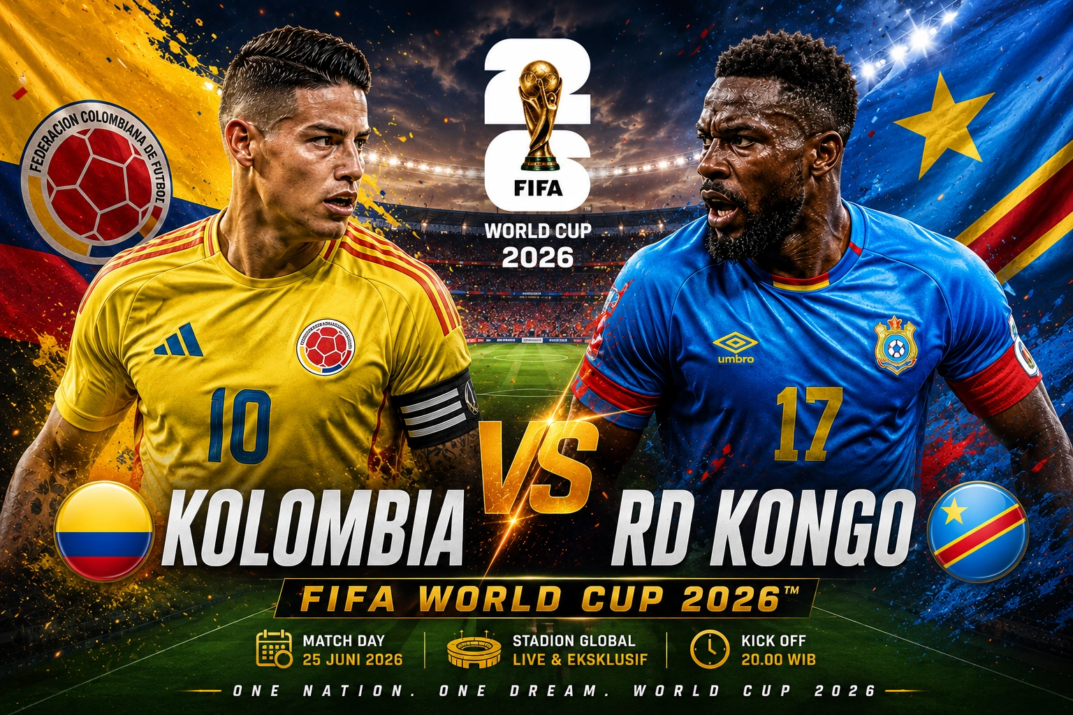 Prediksi Skor dan Jadwal Kolombia vs RD Kongo + Lineup Nya