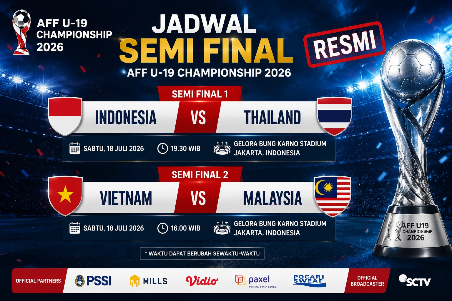 Jadwal Semi Final AFF U-19 2026 Resmi, Indonesia vs Australia Berebut Tiket Final