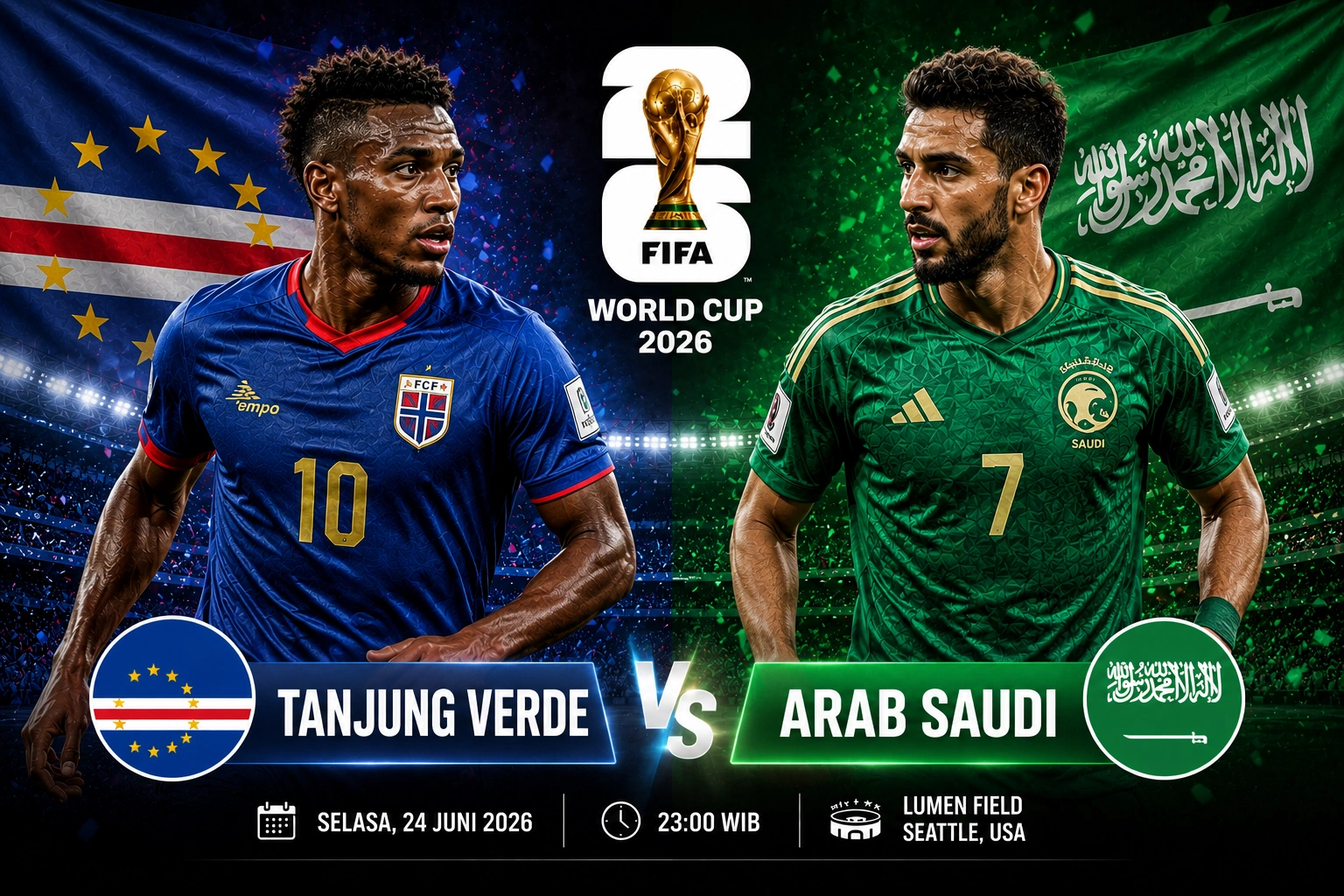 Lineup dan Prediksi Skor Tanjung Verde vs Arab Saudi Piala Dunia 2026