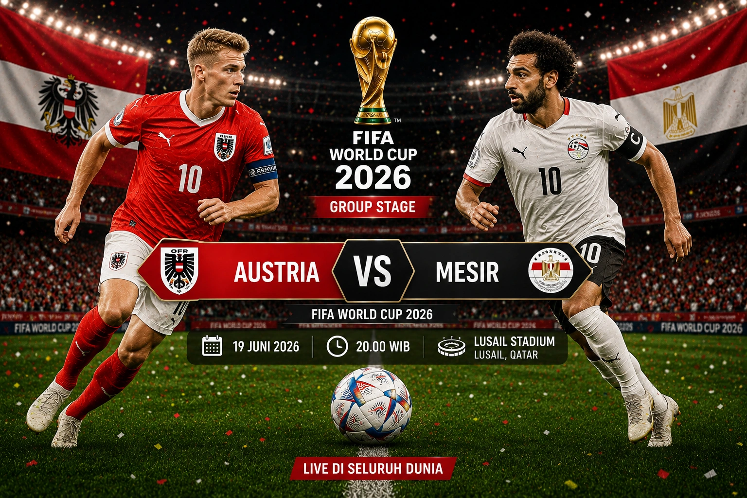 Head to Head dan Prediksi Austria vs Mesir 2026 + Peluang Menang