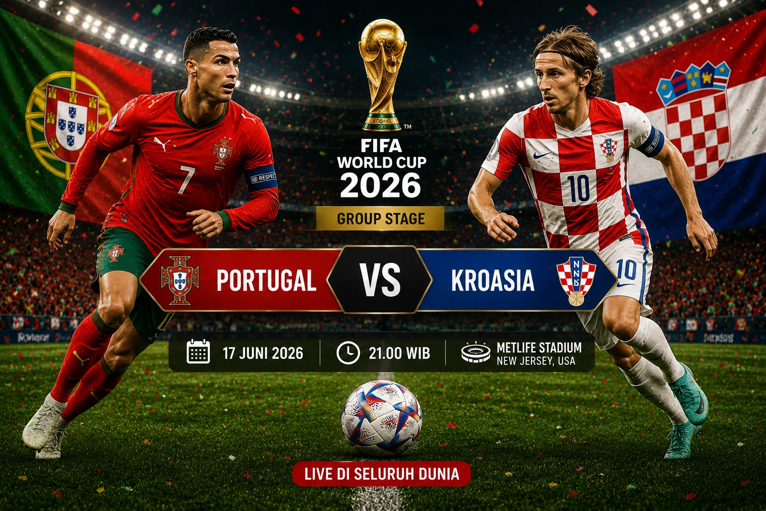 Statistik dan Prediksi Portugal vs Kroasia 2026 + Peluang Menangnya