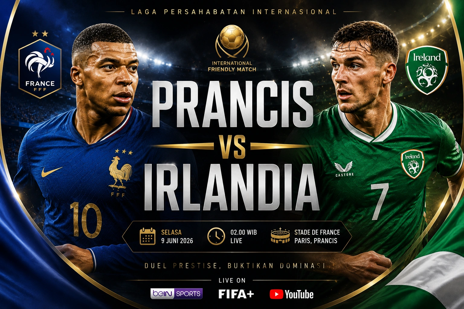 Prediksi Prancis vs irlandia liga persahabatan