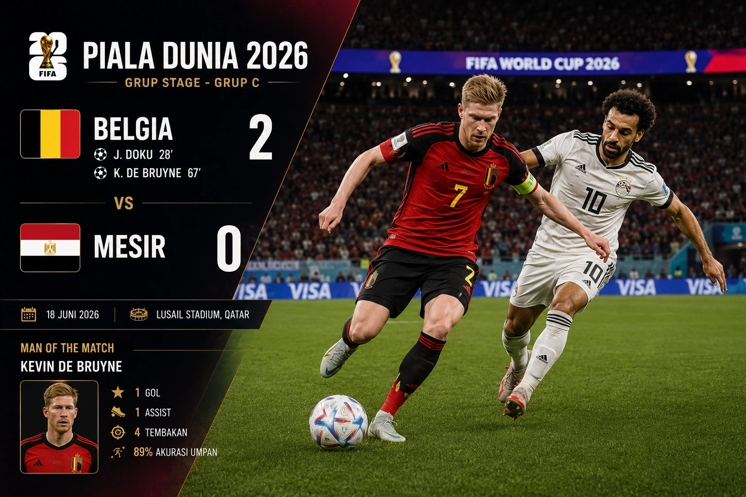 Prediksi Skor Belgia vs Mesir Piala Dunia 2026