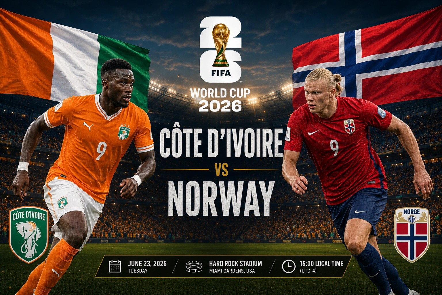 Jadwal dan Prediksi Pantai Gading vs Norwegia 2026