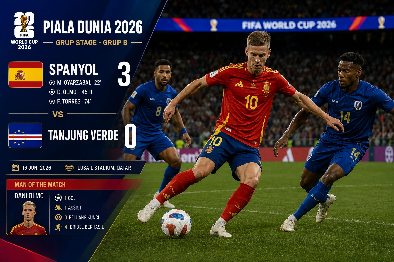 Prediksi Skor Spanyol vs Tanjung Verde Piala Dunia 2026