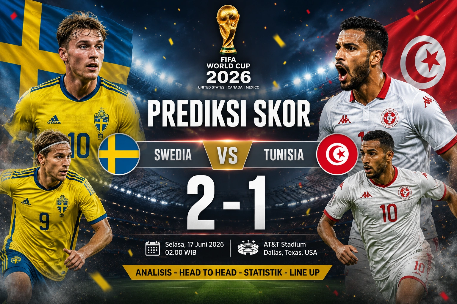 Prediksi Skor Swedia vs Tunisia 2026: Pertarungan Sengit Penentu Poin Penting