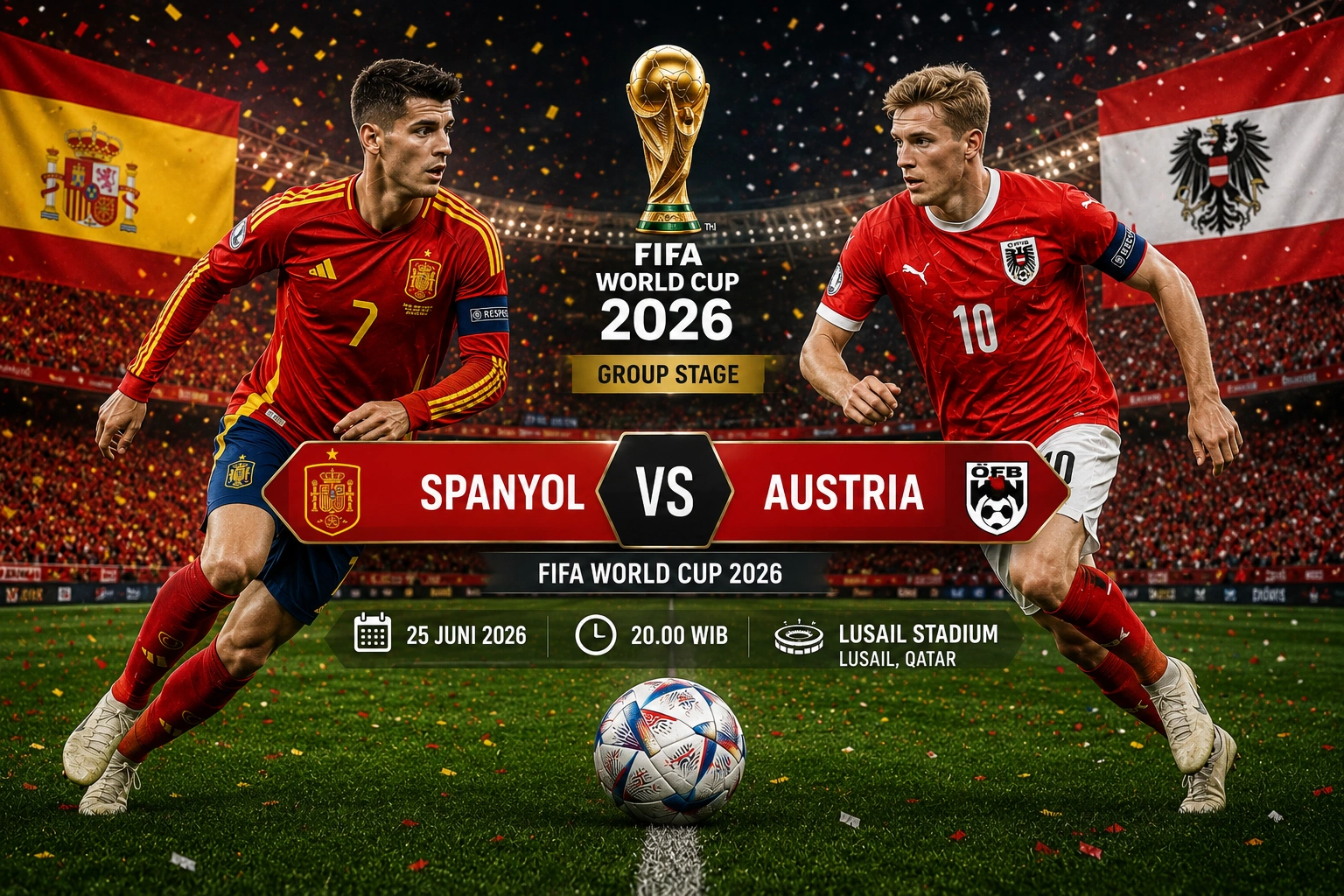Jadwal Pertandingan dan Prediksi Skor Spanyol vs Austria 2026