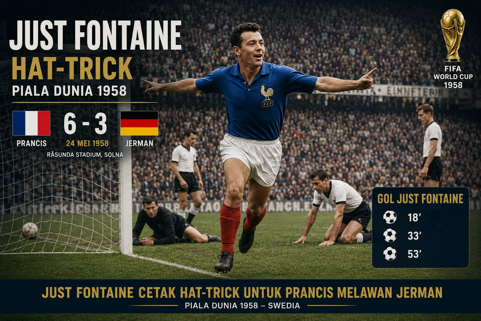 Siapa yang Mencetak Hattrick untuk Prancis Melawan Jerman di Semifinal Piala Dunia 1958?