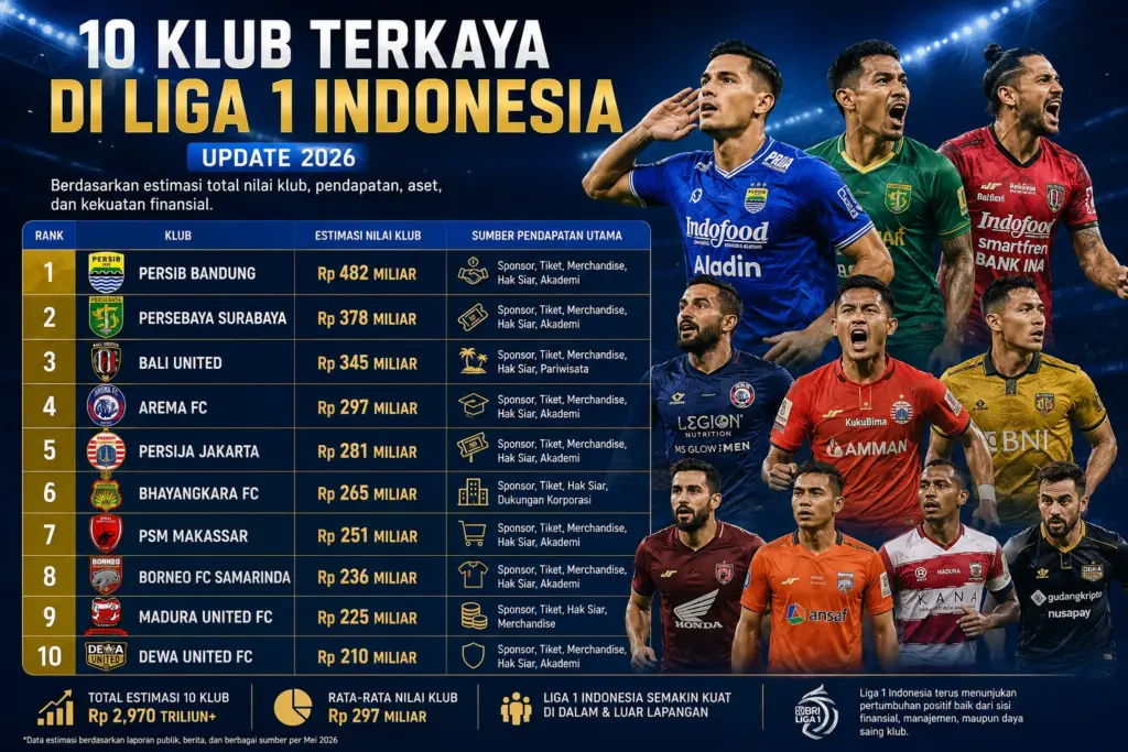 10 Klub Terkaya di Liga 1 Indonesia