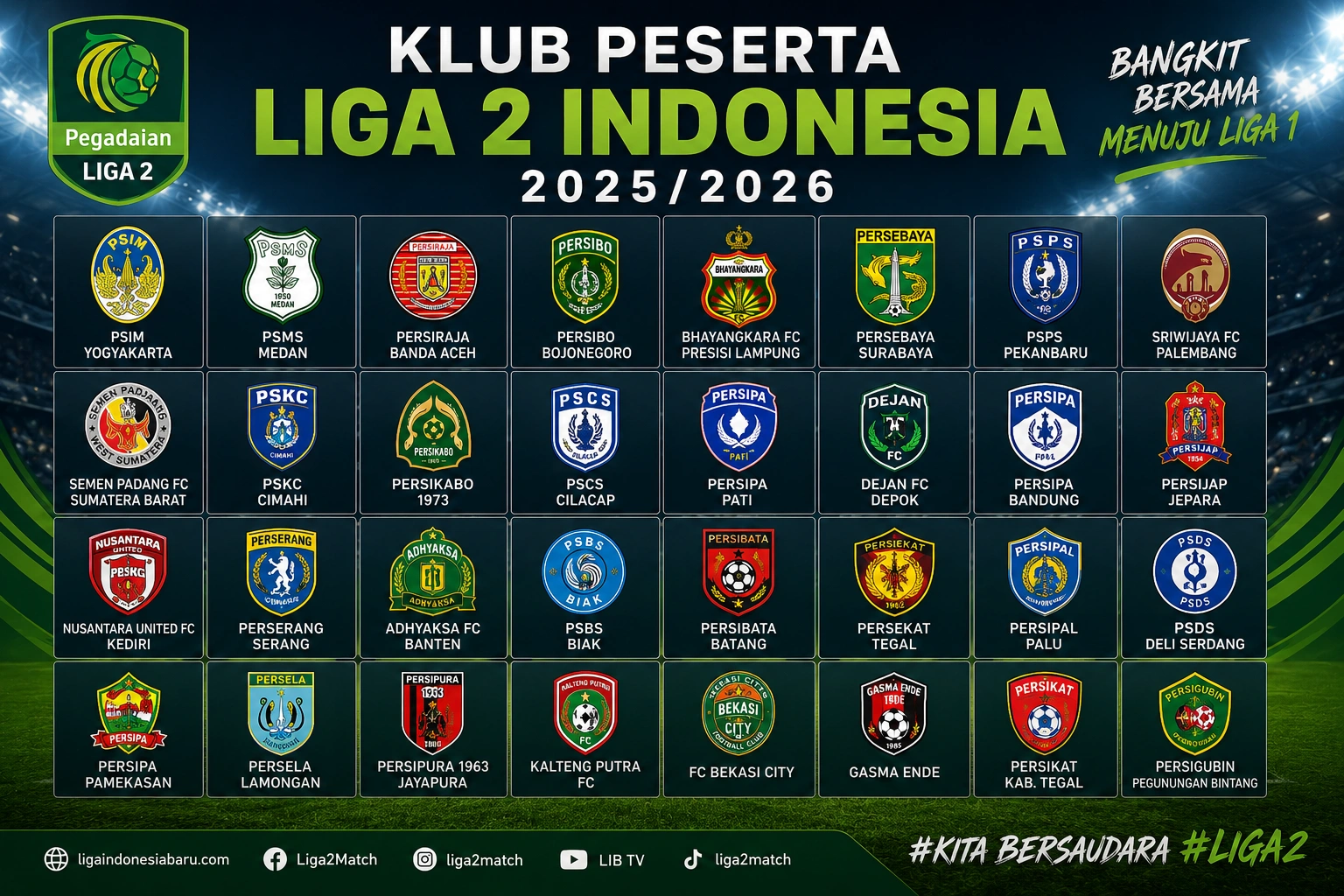 Daftar 20 Nama Klub Liga 2 Indonesia 2026/2027 Lengkap