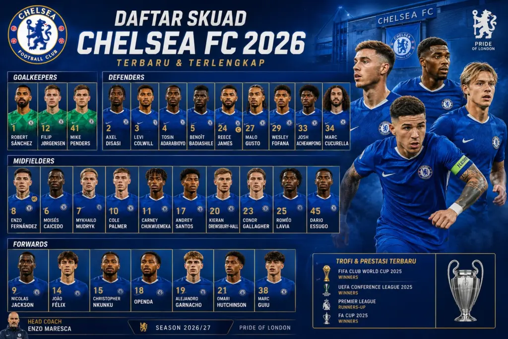Daftar Skuad Chelsea Terbaru 2026