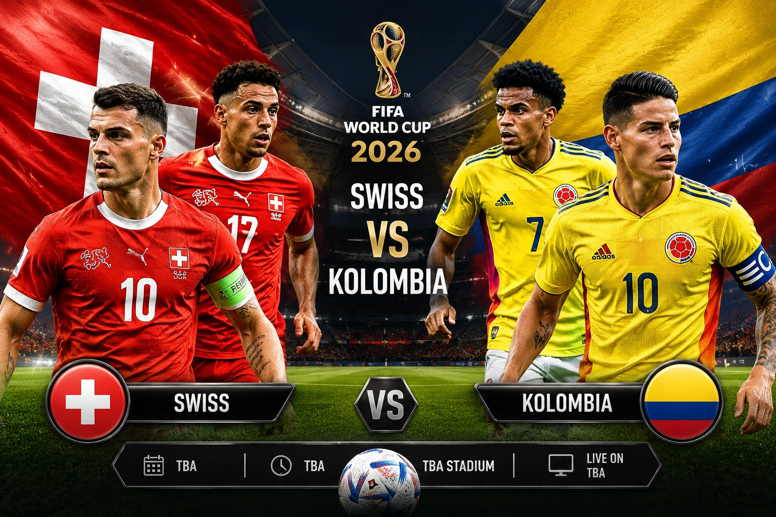 Head to Head dan Prediksi Swiss vs Kolombia Piala Dunia 2026