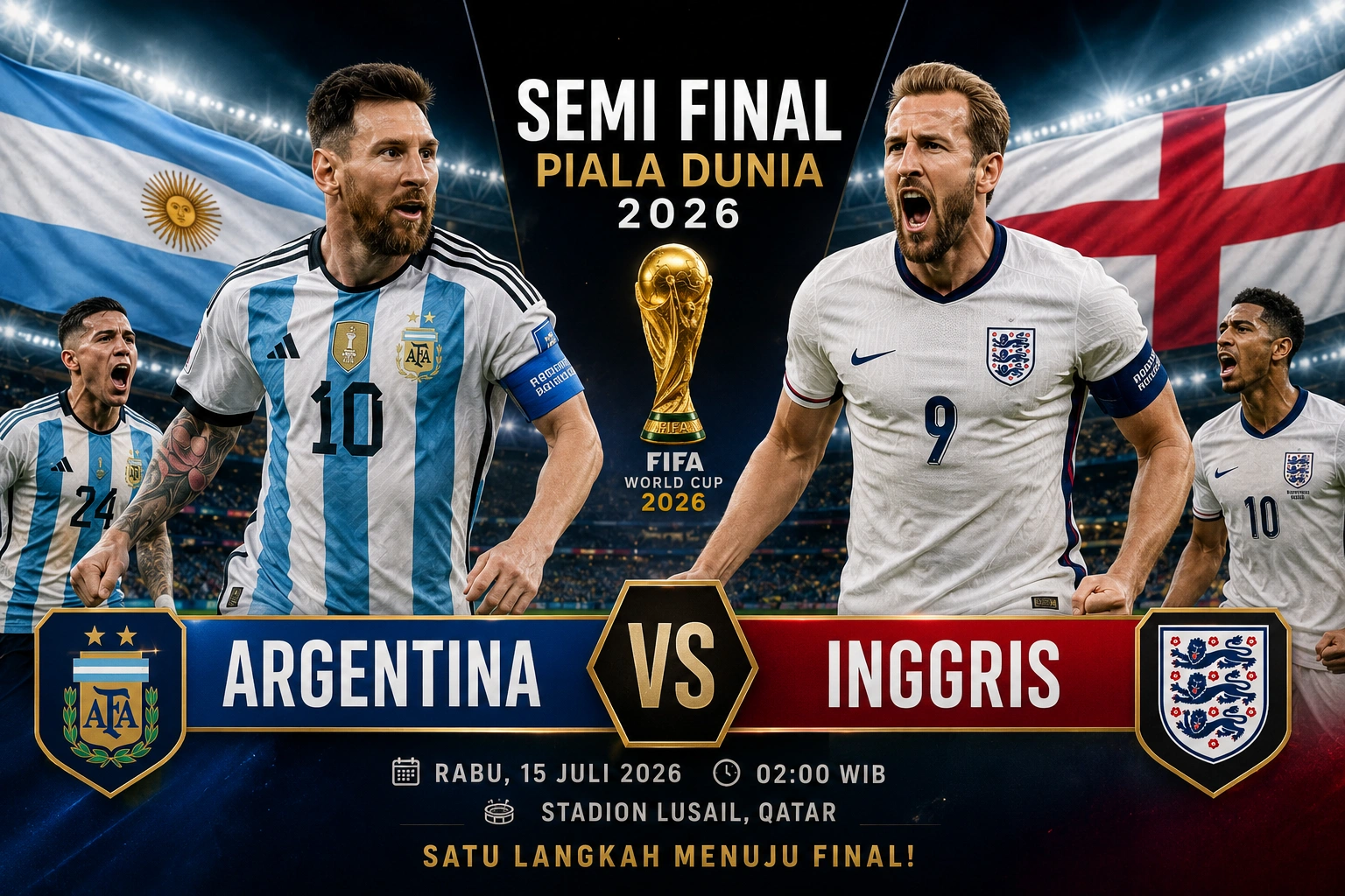 Prediksi Argentina vs Inggris 2026: Skor, Head to Head, Lineup dan Peluang Lolos ke Final