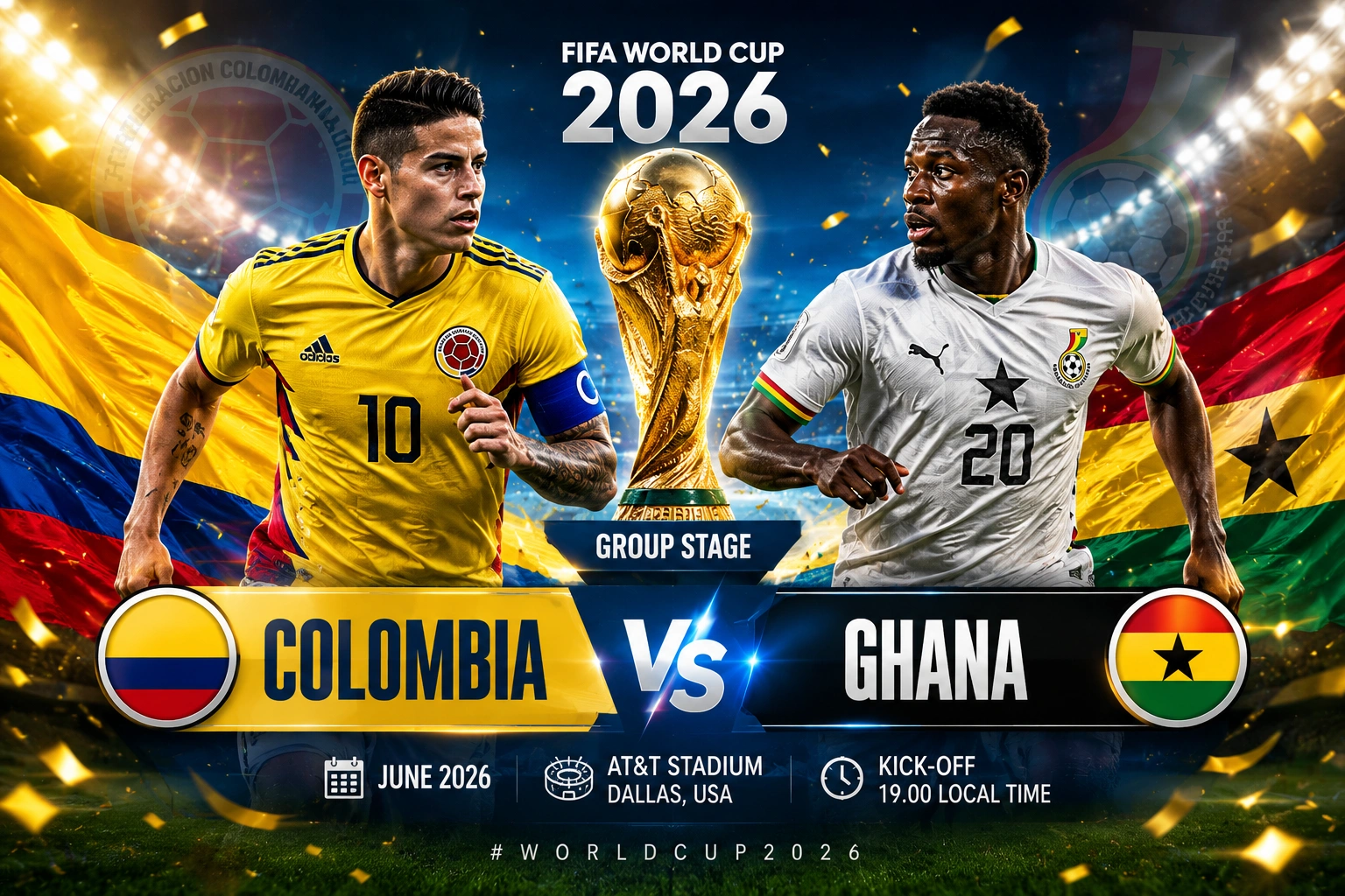 Prediksi Kolombia vs Ghana 2026: Skor Akurat, Head to Head, Lineup dan Peluang Menang