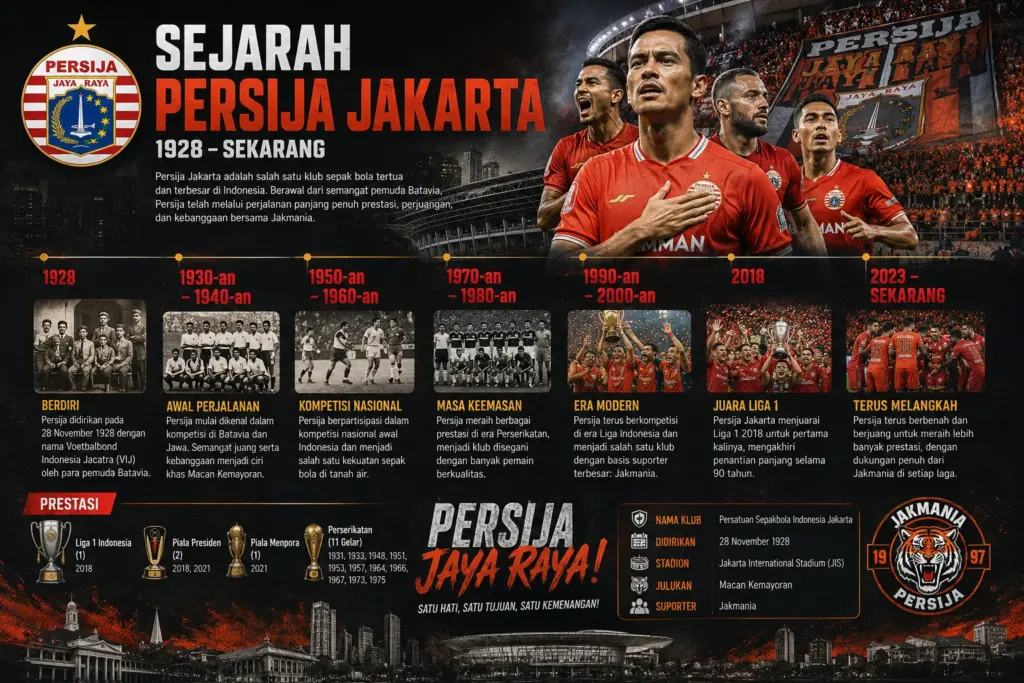 Sejarah Persija Jakarta 1928 hingga Sekarang, Lengkap dengan Prestasi dan Fakta Menarik