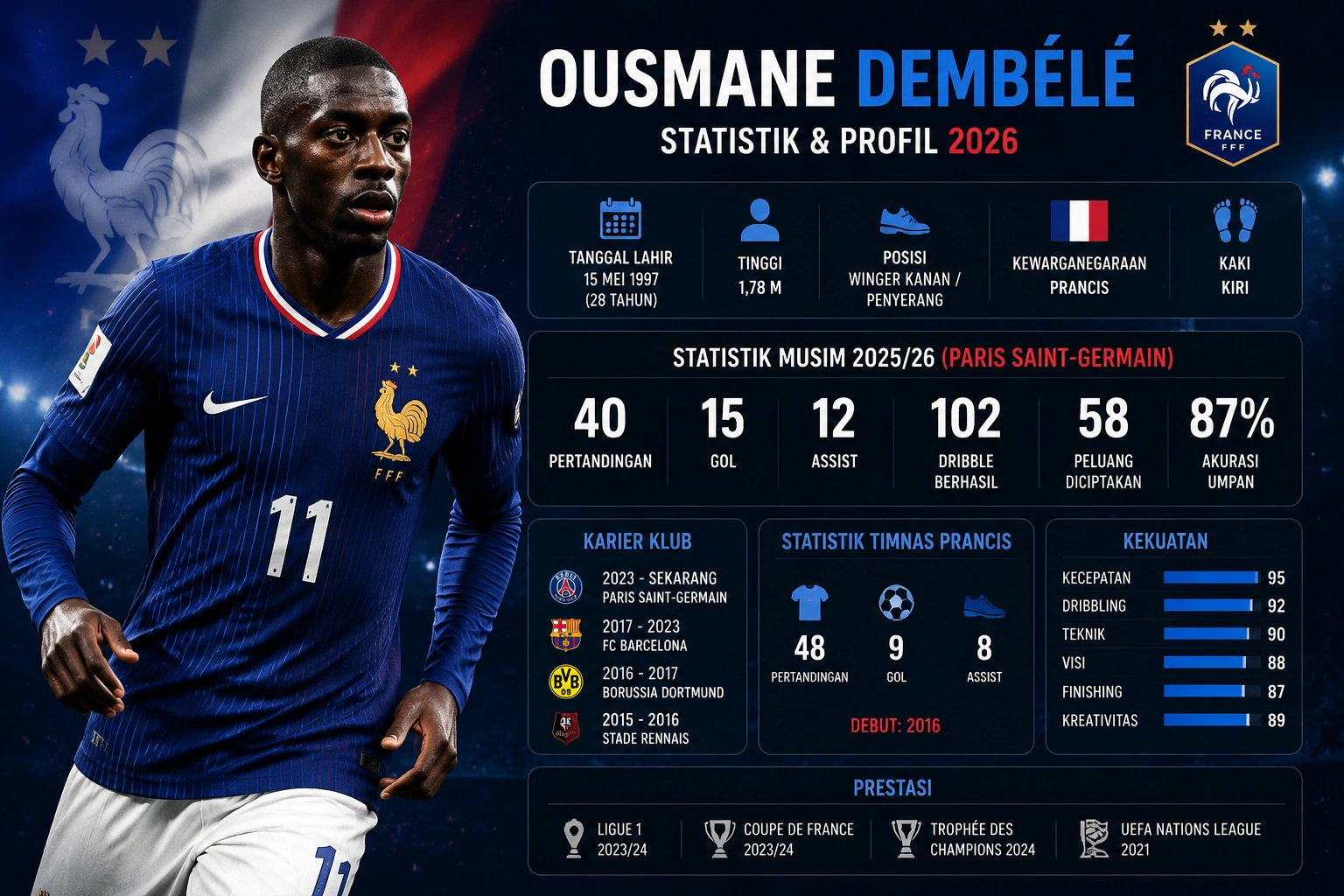 Statistik Ousmane Dembélé 2026