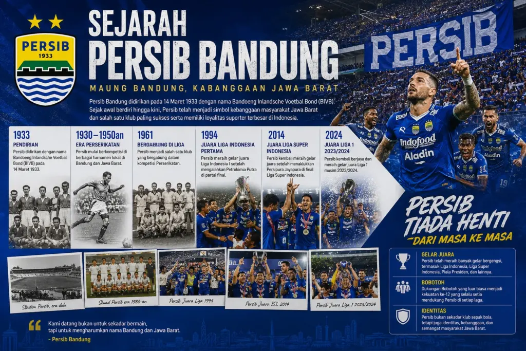 Sejarah Persib Bandung: Awal Berdiri, Perjalanan, Gelar Juara, dan Fakta Menarik